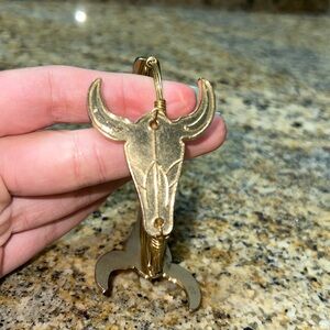 Bourbon and bowties, gold bull head bracelet